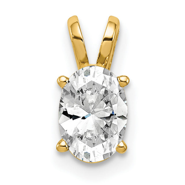 7x5mm Oval Cubic Zirconia Charm Pendant in Real 14k Yellow Gold