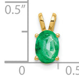 7x5mm Oval Emerald Charm Pendant in Real 14k Yellow Gold
