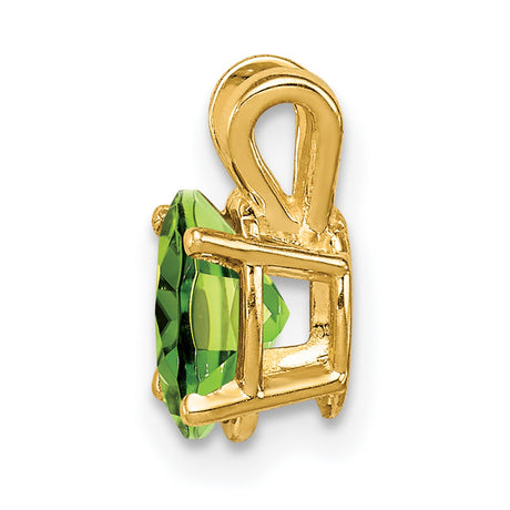 7x5mm Oval Peridot Charm Pendant in Real 14k Yellow Gold