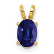 7x5mm Oval Sapphire Charm Pendant in Real 14k Yellow Gold