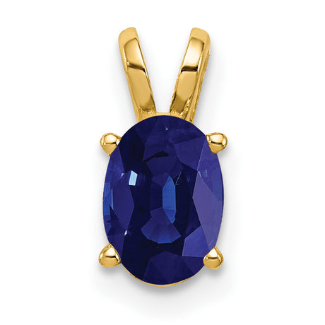 7x5mm Oval Sapphire Charm Pendant in Real 14k Yellow Gold