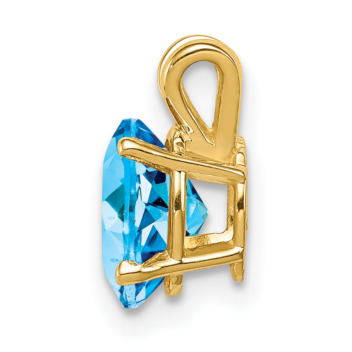 8x6mm Oval Blue Topaz Charm Pendant in Real 14k Yellow Gold