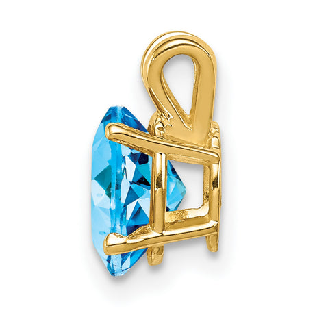 8x6mm Oval Blue Topaz Charm Pendant in Real 14k Yellow Gold