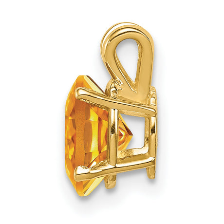 8x6mm Oval Citrine Charm Pendant in Real 14k Yellow Gold
