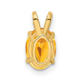 8x6mm Oval Citrine Charm Pendant in Real 14k Yellow Gold