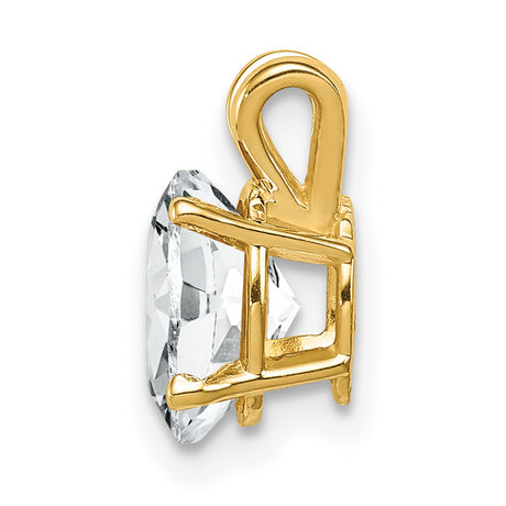 8x6mm Oval Cubic Zirconia Charm Pendant in Real 14k Yellow Gold