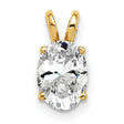 8x6mm Oval Cubic Zirconia Charm Pendant in Real 14k Yellow Gold