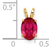 8x6mm Oval Ruby Charm Pendant in Real 14k Yellow Gold