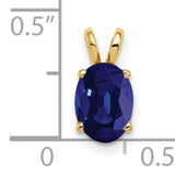 8x6mm Oval Sapphire Charm Pendant in Real 14k Yellow Gold