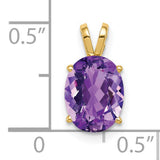 9x7mm Oval Amethyst Charm Pendant in Real 14k Yellow Gold