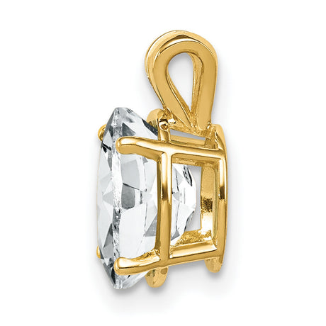 9x7mm Oval Cubic Zirconia Charm Pendant in Real 14k Yellow Gold