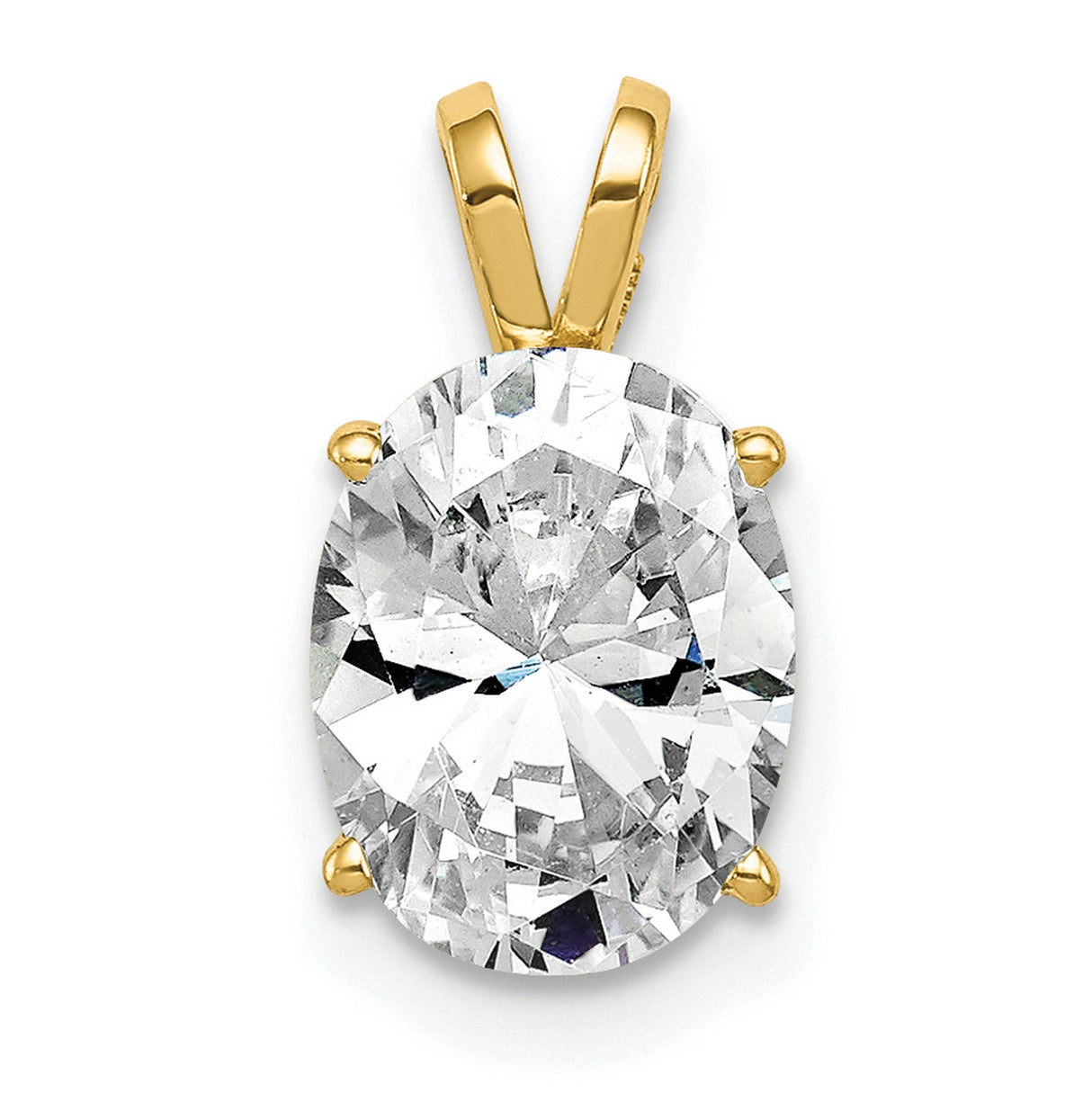 9x7mm Oval Cubic Zirconia Charm Pendant in Real 14k Yellow Gold
