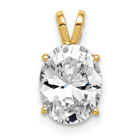 9x7mm Oval Cubic Zirconia Charm Pendant in Real 14k Yellow Gold