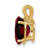 9x7mm Oval Garnet Charm Pendant in Real 14k Yellow Gold