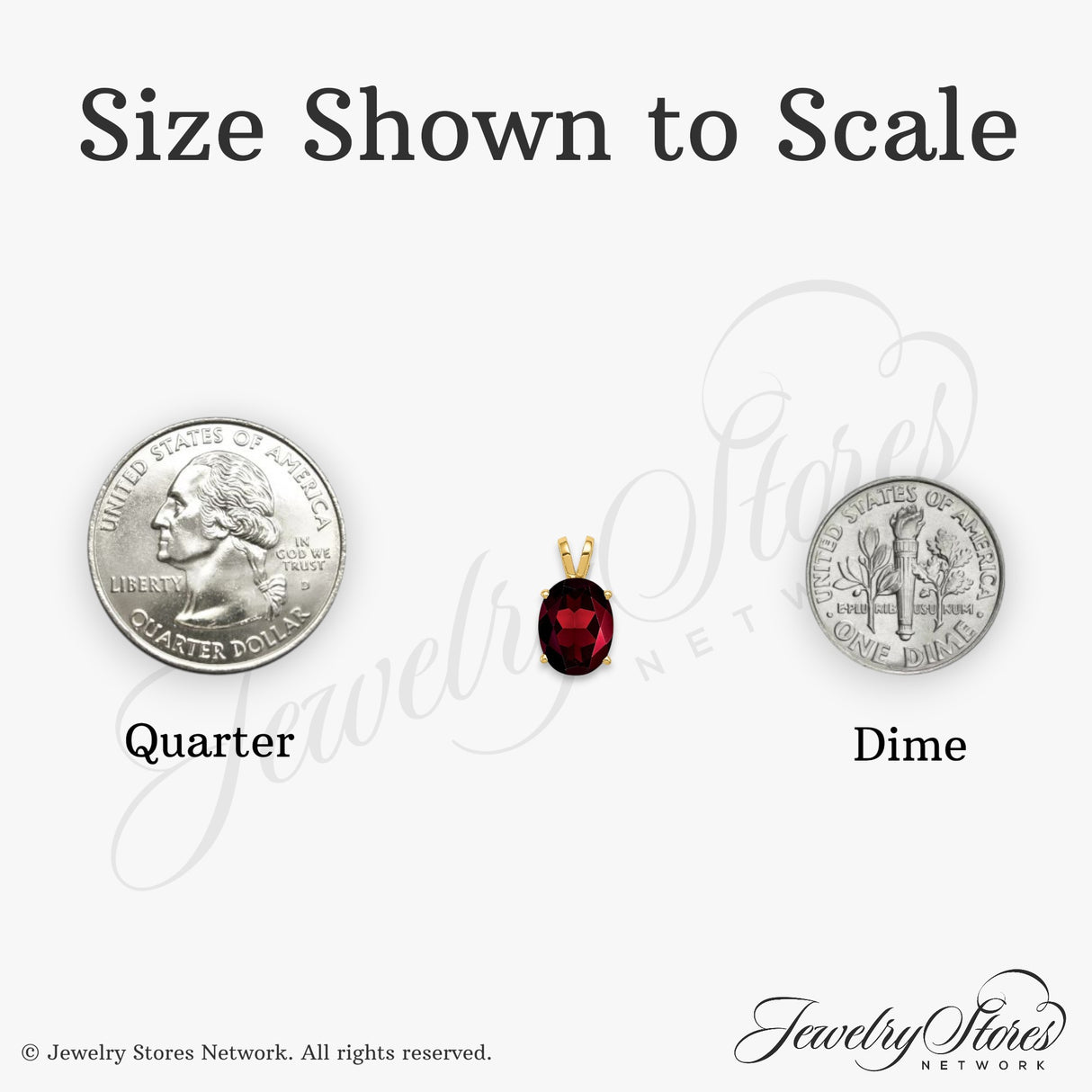 9x7mm Oval Garnet Charm Pendant in Real 14k Yellow Gold