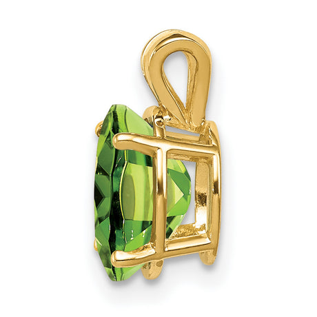 9x7mm Oval Peridot Charm Pendant in Real 14k Yellow Gold
