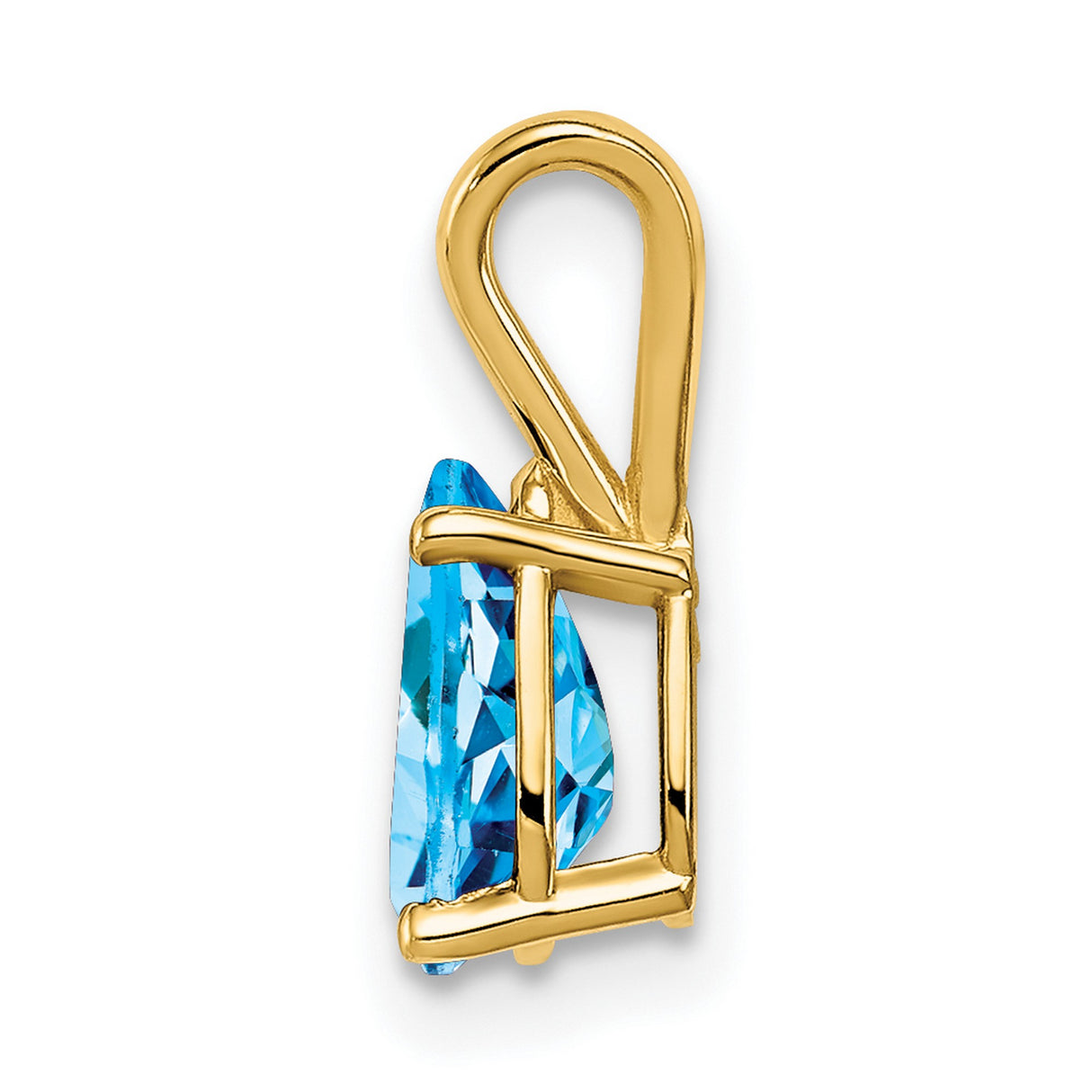 8x5mm Pear Blue Topaz Charm Pendant in Real 14k Yellow Gold