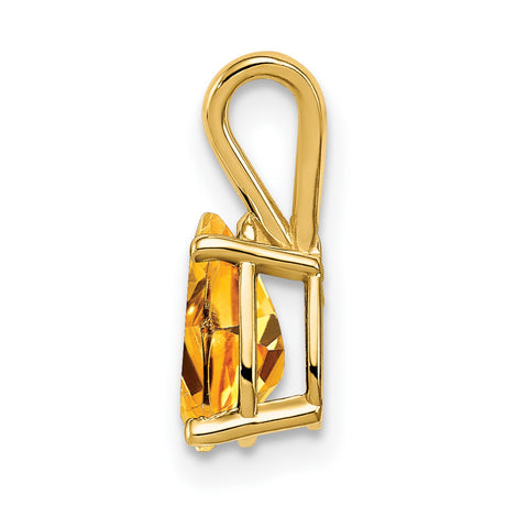 8x5mm Pear Citrine Charm Pendant in Real 14k Yellow Gold