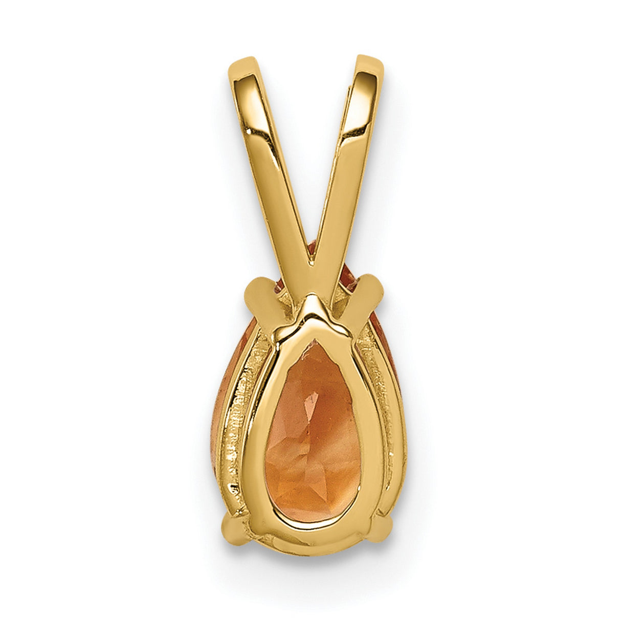 8x5mm Pear Citrine Charm Pendant in Real 14k Yellow Gold