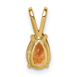 8x5mm Pear Citrine Charm Pendant in Real 14k Yellow Gold