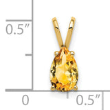 8x5mm Pear Citrine Charm Pendant in Real 14k Yellow Gold