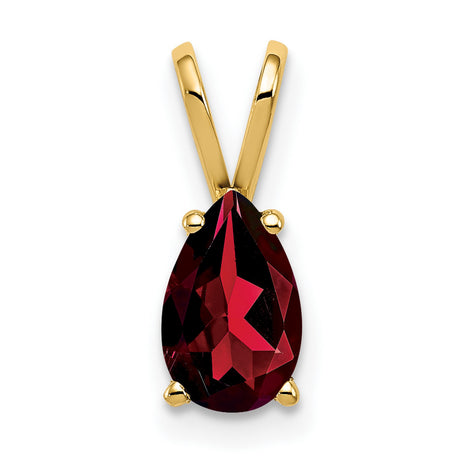 8x5mm Pear Garnet Charm Pendant in Real 14k Yellow Gold
