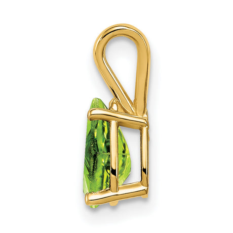 8x5mm Pear Peridot Charm Pendant in Real 14k Yellow Gold