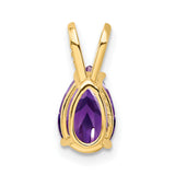 9x6mm Pear Amethyst Charm Pendant in Real 14k Yellow Gold
