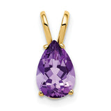9x6mm Pear Amethyst Charm Pendant in Real 14k Yellow Gold
