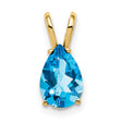 Blue Topaz Charm Pendant in Real 14k Yellow Gold