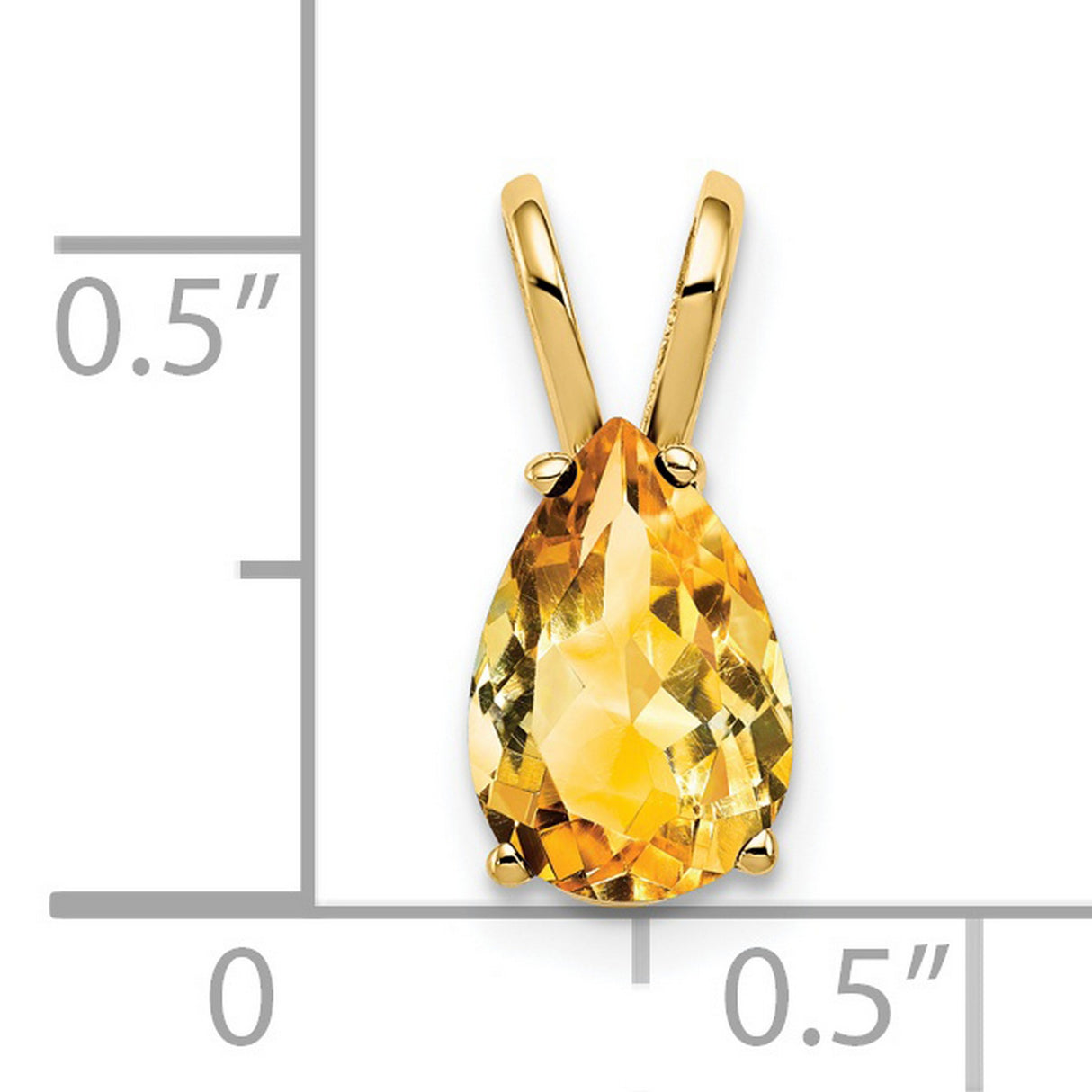 9x6mm Pear Citrine Charm Pendant in Real 14k Yellow Gold