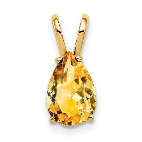 9x6mm Pear Citrine Charm Pendant in Real 14k Yellow Gold