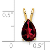 9x6mm Pear Garnet Charm Pendant in Real 14k Yellow Gold