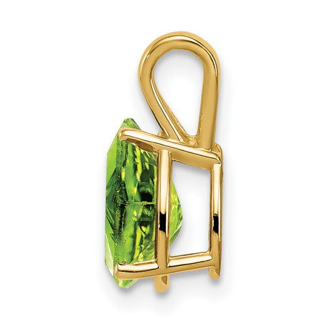9x6mm Pear Peridot Charm Pendant in Real 14k Yellow Gold
