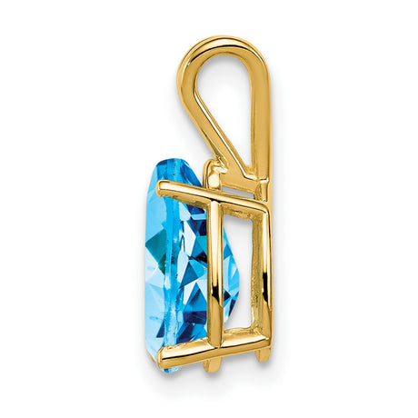 10x7mm Pear Blue Topaz Charm Pendant in Real 14k Yellow Gold
