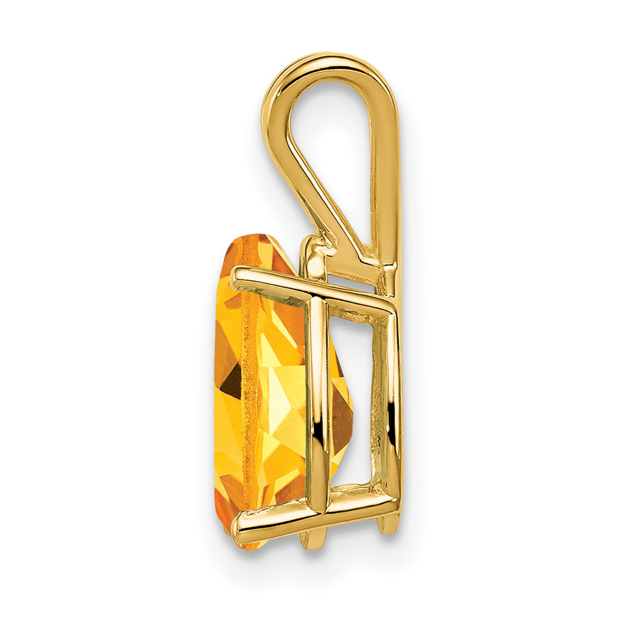10x7mm Pear Citrine Charm Pendant in Real 14k Yellow Gold