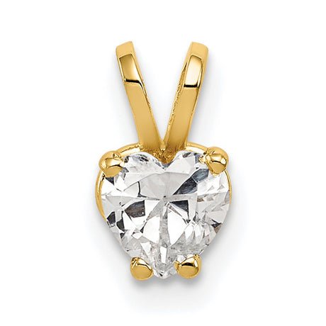 5mm Heart Cubic Zirconia Charm Pendant in Real 14k Yellow Gold