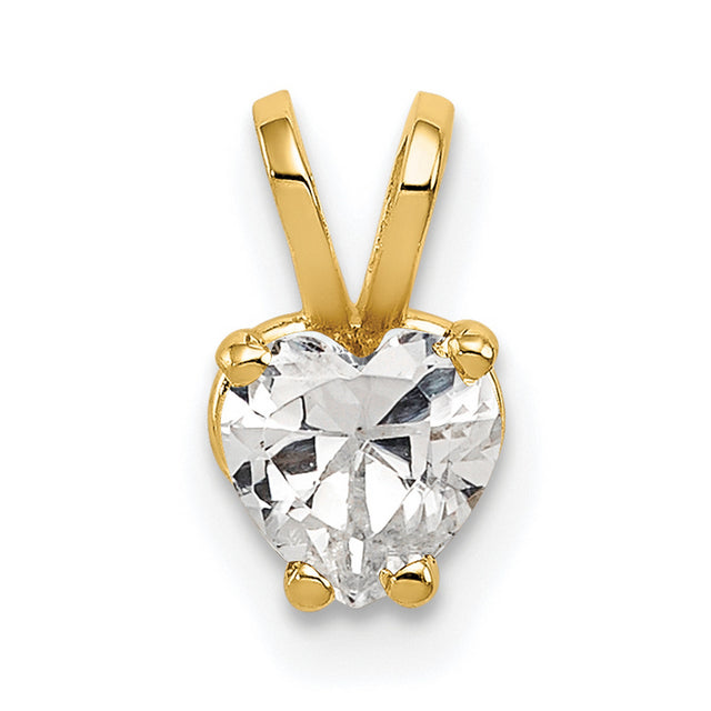 5mm Heart Cubic Zirconia Charm Pendant in Real 14k Yellow Gold