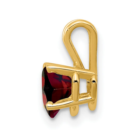 6mm Heart Garnet Charm Pendant in Real 14k Yellow Gold