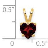6mm Heart Garnet Charm Pendant in Real 14k Yellow Gold
