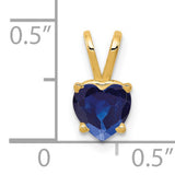 6mm Heart Sapphire Charm Pendant in Real 14k Yellow Gold