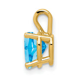 Blue Topaz Charm Pendant in Real 14k Yellow Gold
