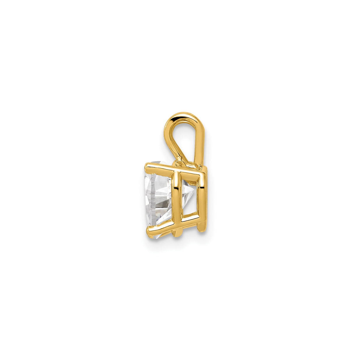 14k Yellow Gold Heart Pendant with Solitaire Cubic Zirconia, Romantic Jewelry for Women