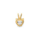 14k Yellow Gold Heart Pendant with Solitaire Cubic Zirconia, Romantic Jewelry for Women