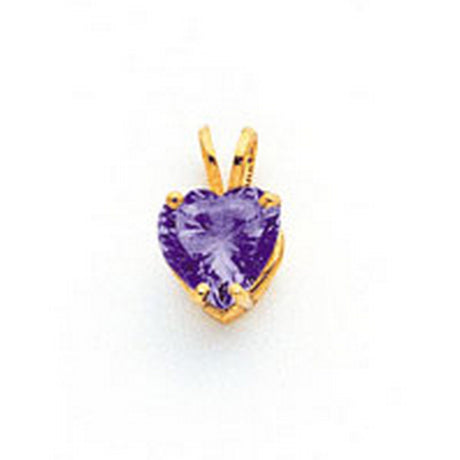 7mm Heart Tsavorite Charm Pendant in Real 14k Yellow Gold