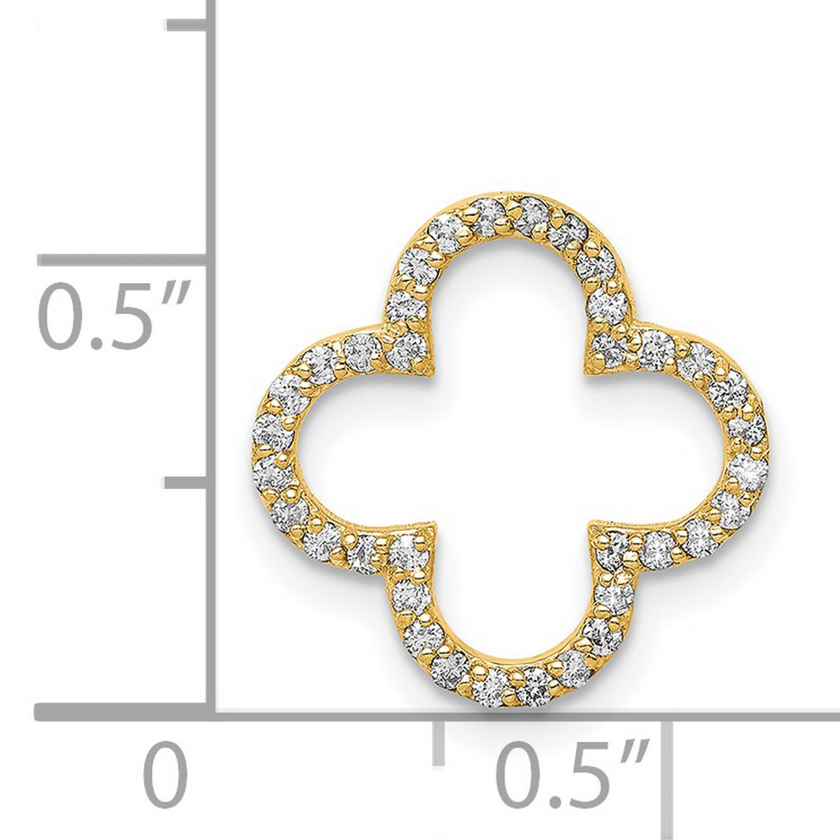 14k Yellow Gold Clover Pendant with Diamond Accents, Quatrefoil Design for Women