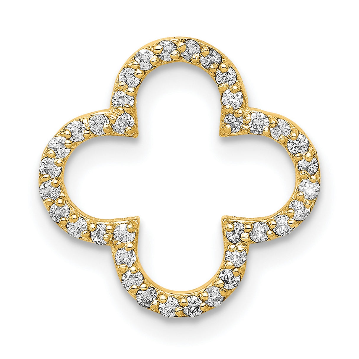14k Yellow Gold Clover Pendant with Diamond Accents, Quatrefoil Design for Women