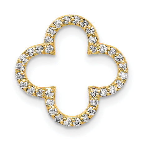 14k Yellow Gold Clover Pendant with Diamond Accents, Quatrefoil Design for Women