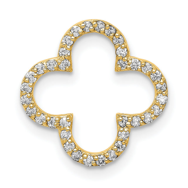 14k Yellow Gold Clover Pendant with Diamond Accents, Quatrefoil Design for Women