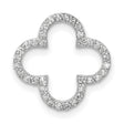 Small Diamond Quatrefoil Design Charm Pendant in Real 14k White Gold